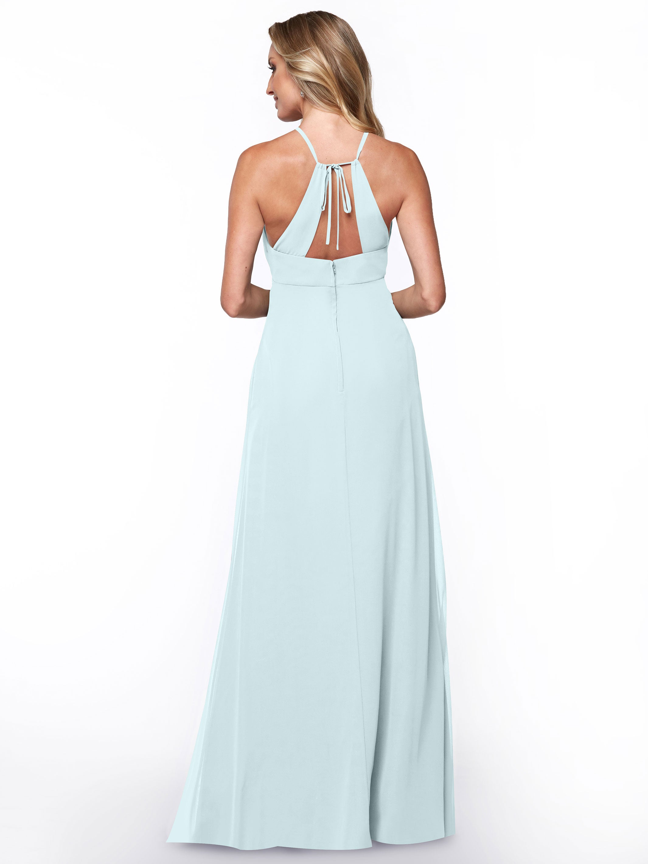 Elegant A-Line Chiffon Bridesmaid Dress with Keyhole Halter Neckline - Perfect for Weddings, Formal Events & Special Occasions