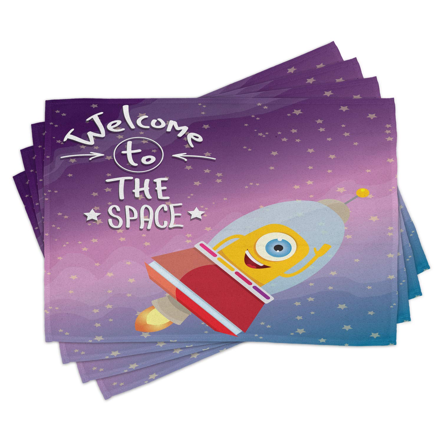 Ambesonne Outer Space Place Mats Set of 4 - Retro Style Milky Way Travel Print Washable Fabric Placemats for Dining Table & Kitchen Decor in Purple Blue | Perfect for Sci-Fi Themed Parties & Modern Home Decor