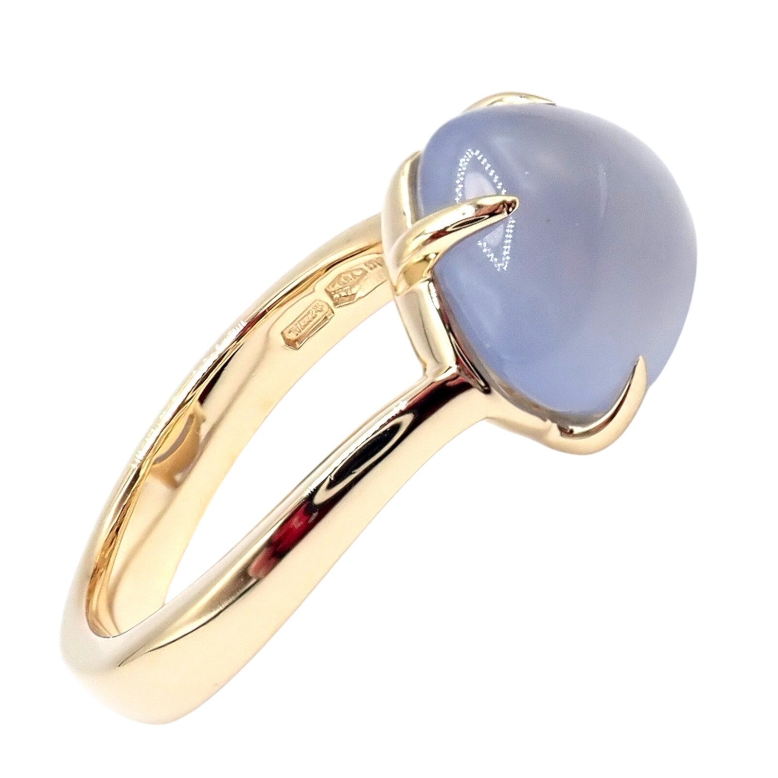 Authentic Bulgari 18k Yellow Gold Mediterranean Eden Chalcedony Ring - Size 5.75 - Luxury Jewelry for Women, Perfect for Weddings, Anniversaries & Special Occasions