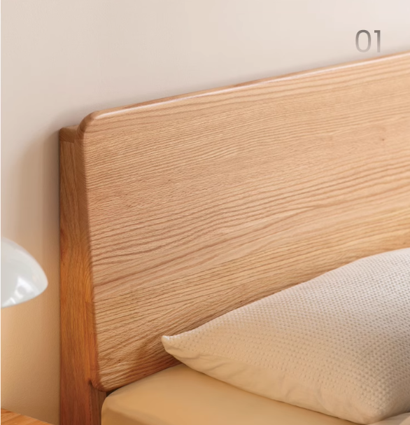 Solid Oak Wood High Headboard Bed - Queen Size, Rustic Farmhouse Style for Bedroom Decor - Perfect for Master Bedrooms, Guest Rooms & Cozy Retreats