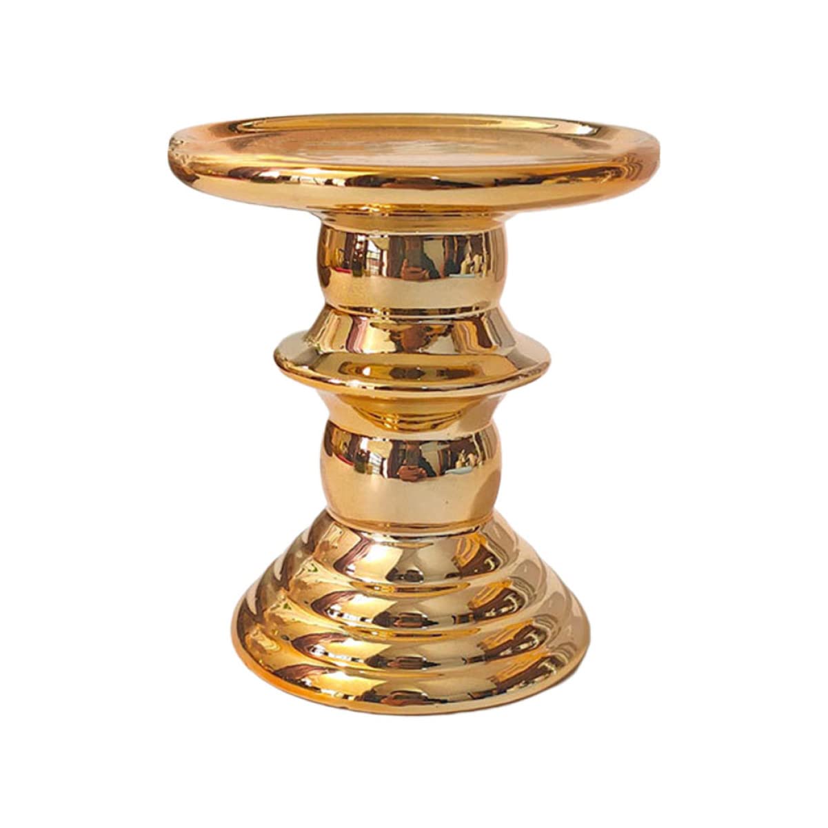 Uonlytech Gold Decor Tapered Candlesticks - Vintage European Ceramic Candle Holders for Pillar & Tealight Candles - Elegant Column Stand for Dining Table, Wedding Centerpiece & Home Decor