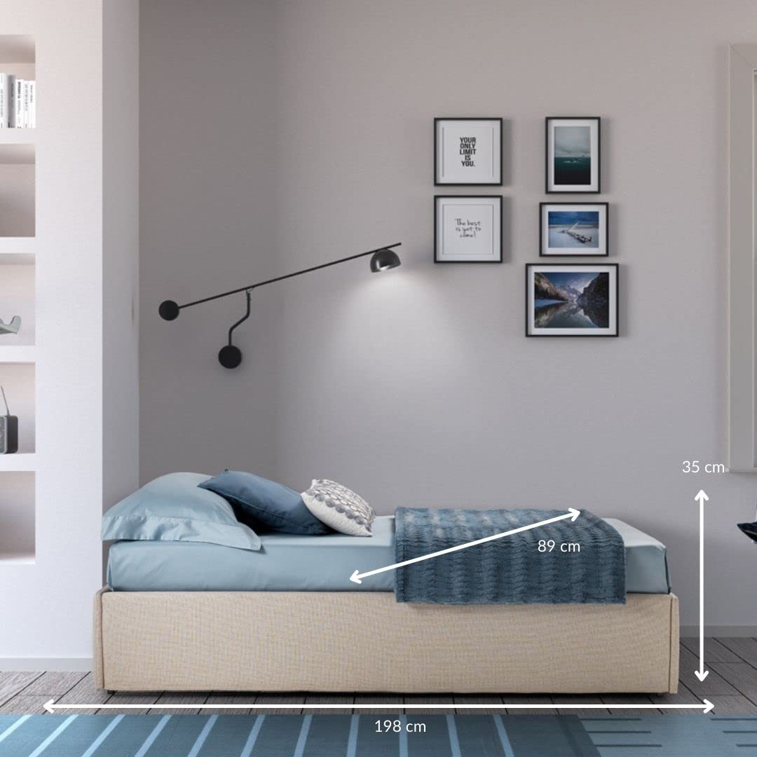 Evergreenweb – Orthopedic Slat Bed with Removable Mattress – Synthetic Leather Upholstery in Gray – Right-Sided Headboard – Made in Italy – Duplex – Perfect for Small Spaces, Guest Rooms & Modern Apartments