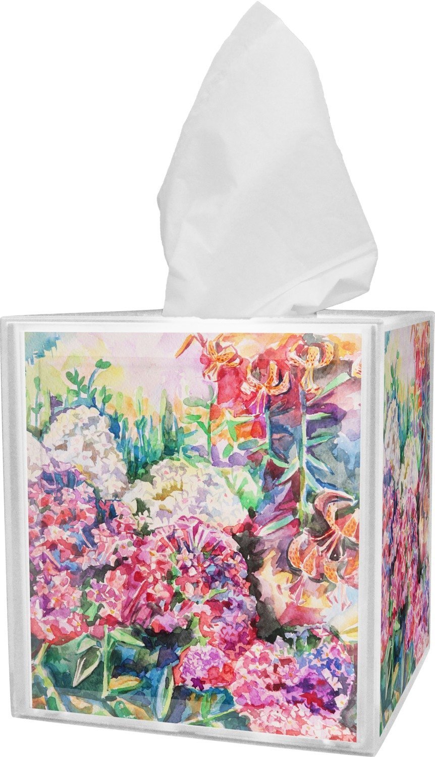 Elegant Watercolor Floral Tissue Box Cover - Decorative Home Decor for Living Room, Bedroom & Bathroom