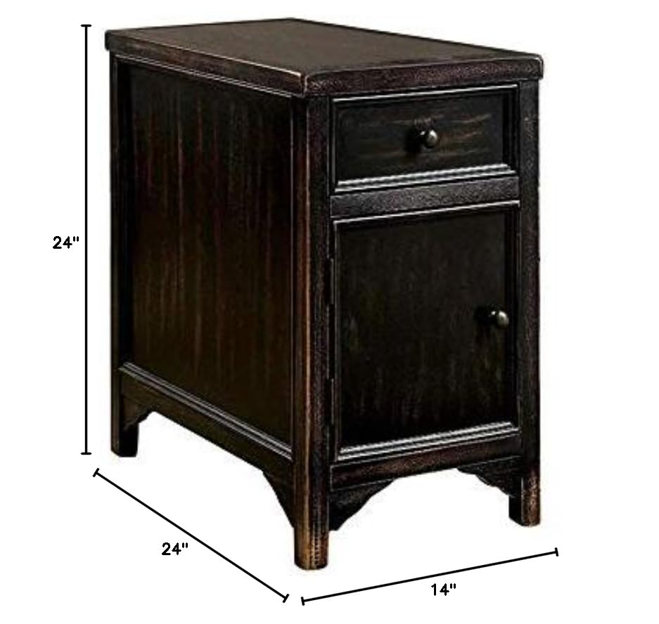 Furniture of America Antique Black Side Table - Nightstand, End Table for Living Room, Bedroom, or Office