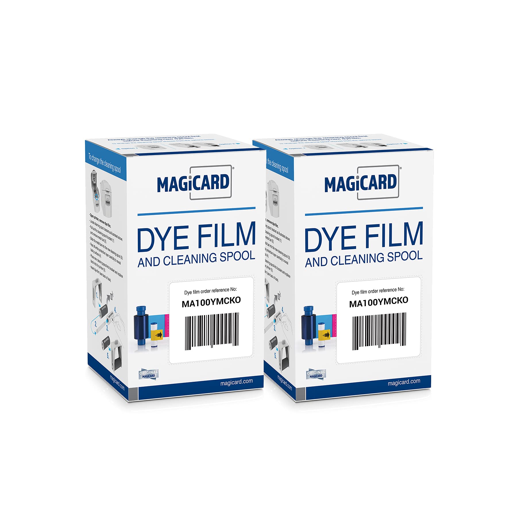 Bodno 2-Pack Magicard MA100YMCKO Color Ribbon Cartridge - YMCKO Compatible for ID Card Printers - 100 Prints per Ribbon | Perfect for Office Security, School IDs & Employee Badges