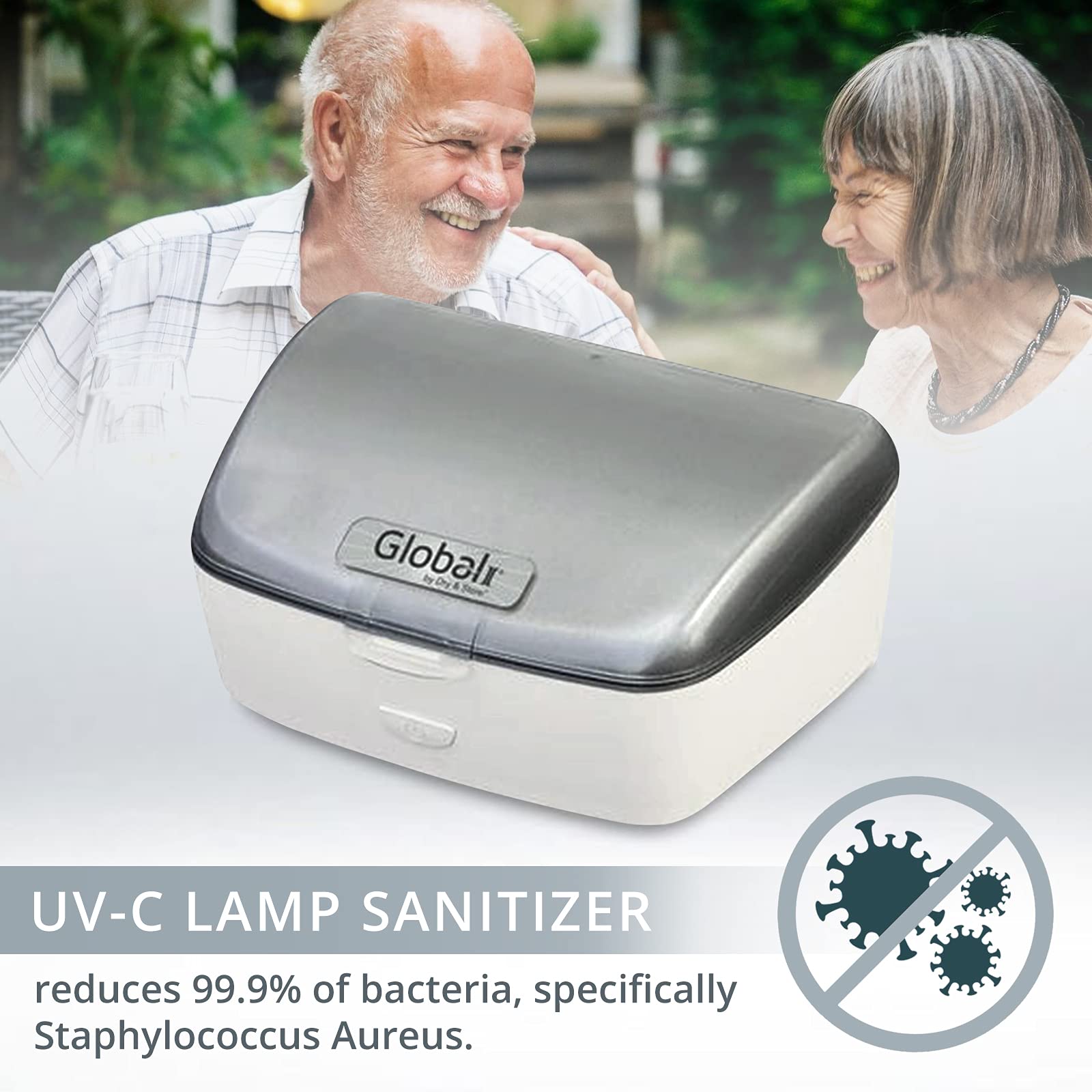 Dry & Store Global II Electric Hearing Aid Dehumidifier with UV-C Sanitizer - Portable Hearing Device Dryer & Cleaner for Daily Maintenance at Home or Travel