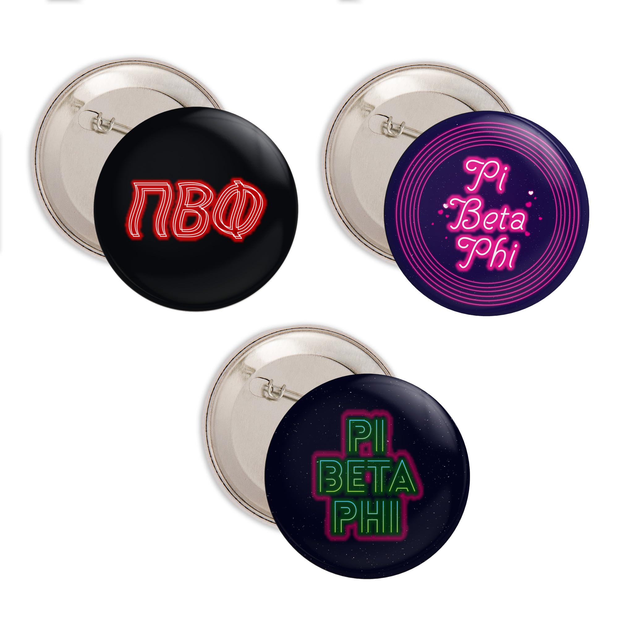 Desert Cactus Pi Beta Phi Sorority Pin Set - 3 Piece Variety Badge Collection (2.25-inch Neon Pack) for Sorority Events, Greek Life Accessories & College Memorabilia