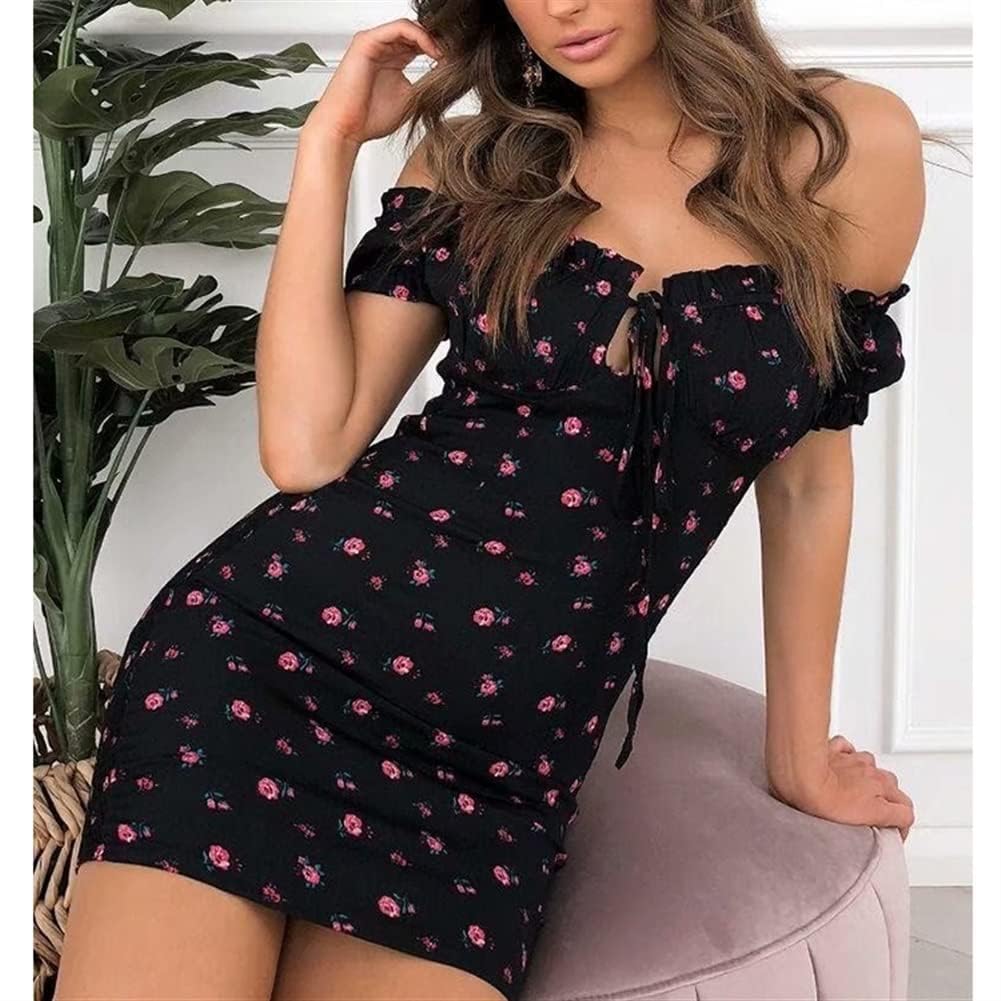 Floral Wrap Dress for Women - Off Shoulder Tie Front Ruffle Mini Dress, Summer Office Pencil Dress with Printed Design | Perfect for Work, Date Night & Summer Outings