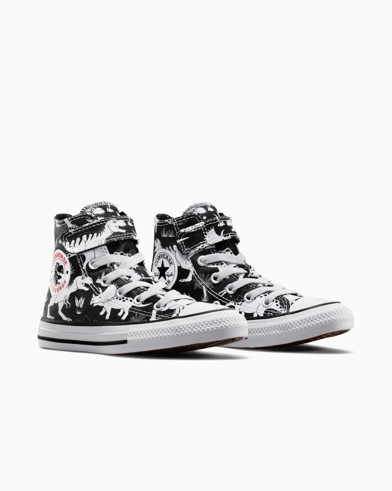 Converse Kids All Star Dino Party Black/White Sneakers - Comfortable Casual Shoes for Boys & Girls - Perfect for School, Playground & Birthday Parties