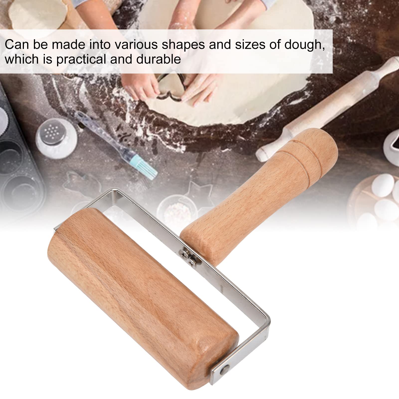 2-Piece Wooden Pastry Pizza Roller Set - Multifunctional T-Shaped Dough Roller for Baking, Pizza Making & Pastry - Perfect for Home Bakers & Cake Shops - Ideal for Pizza Dough, Cookies, Pie Crusts & More