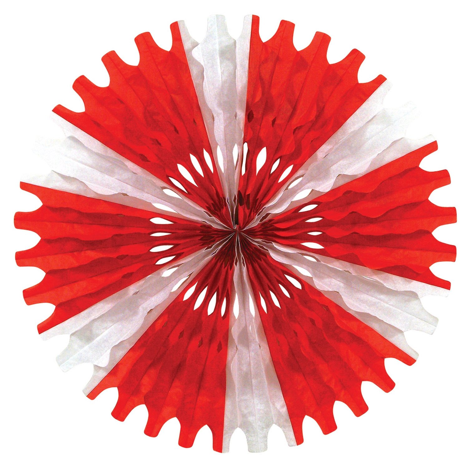 Beistle Red & White Tissue Paper Fan - Decorative Party Supplies for Birthday, Wedding & Holiday Decorations | Perfect for DIY Crafts, Photo Backdrops & Room Decor