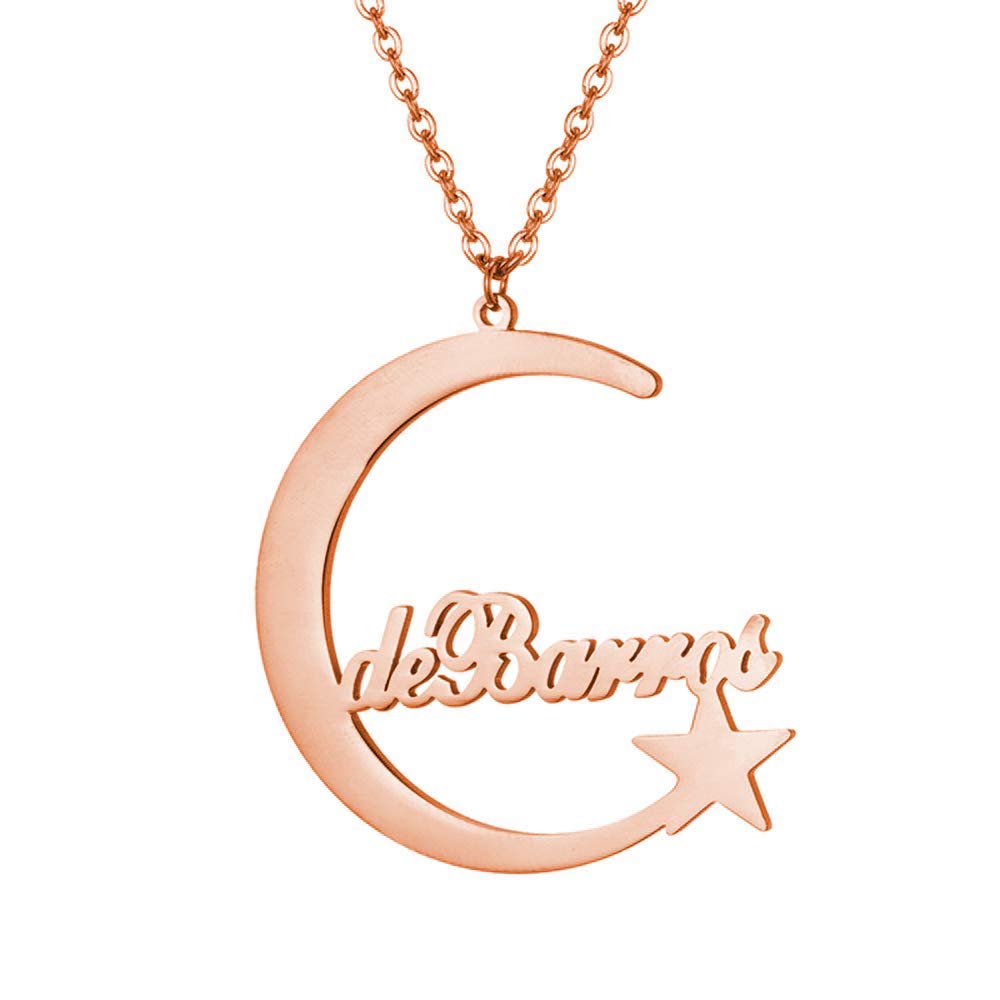 Personalized Moon Pendant Necklace with Custom Name - Unique Women's Jewelry Gift for Birthday, Anniversary & Valentine's Day - Romantic Keepsake for Her