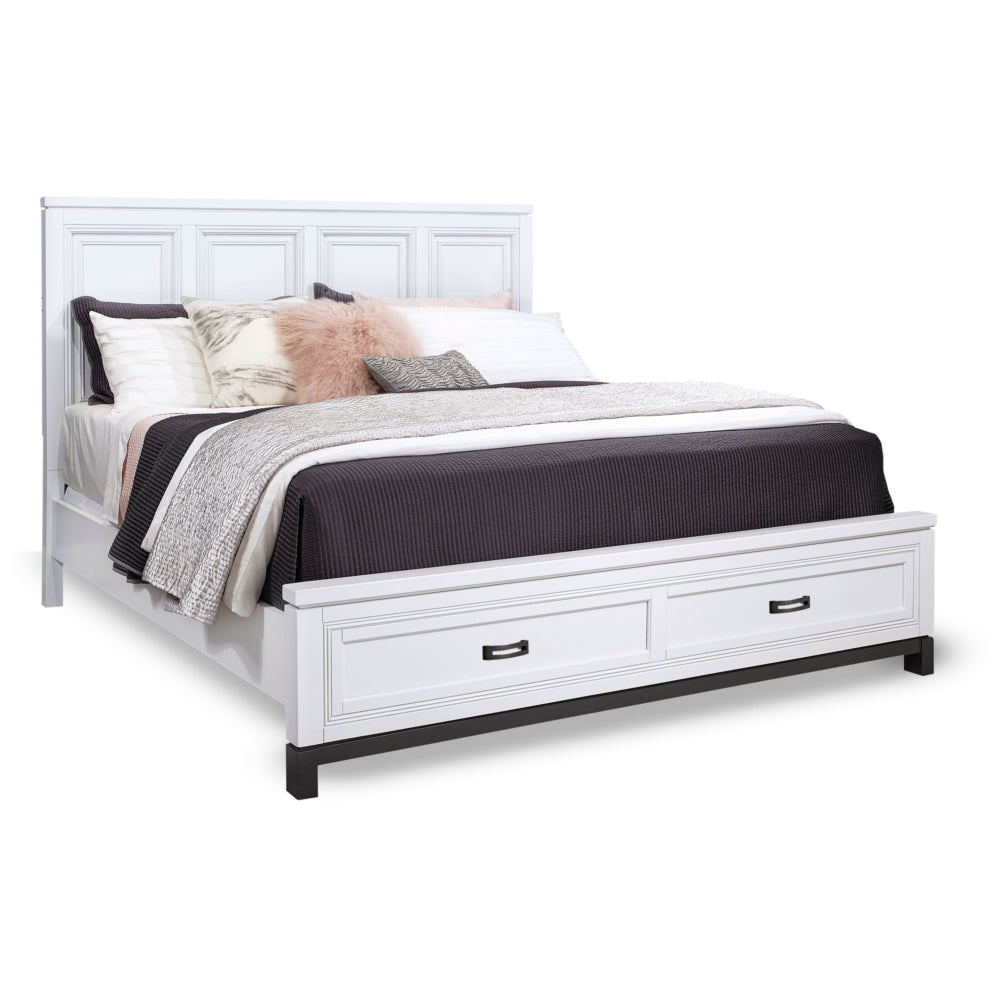 Hyde Park White Bed Frame - Modern & Stylish Queen/King Size Bed for Bedroom Decor | Perfect for Master Bedroom, Guest Room & Home Staging