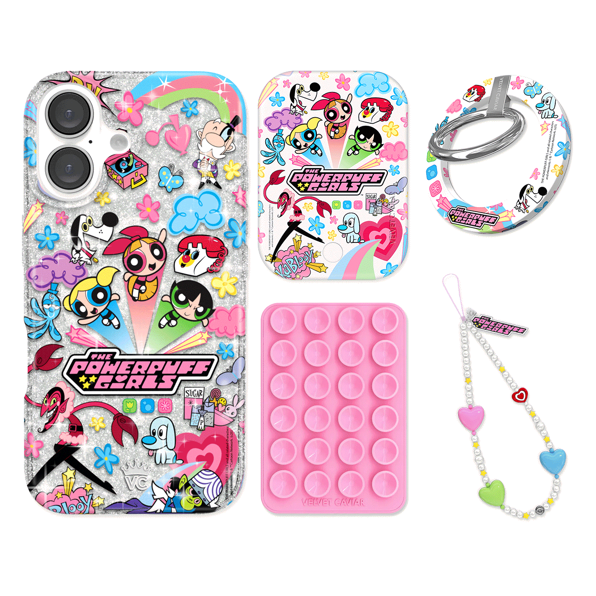 The Powerpuff Girls Girl Power iPhone Case Bundle Set with Grip - Cute Cartoon Character Phone Cover for Girls & Women - Perfect for School, Work, Travel & Everyday Use
