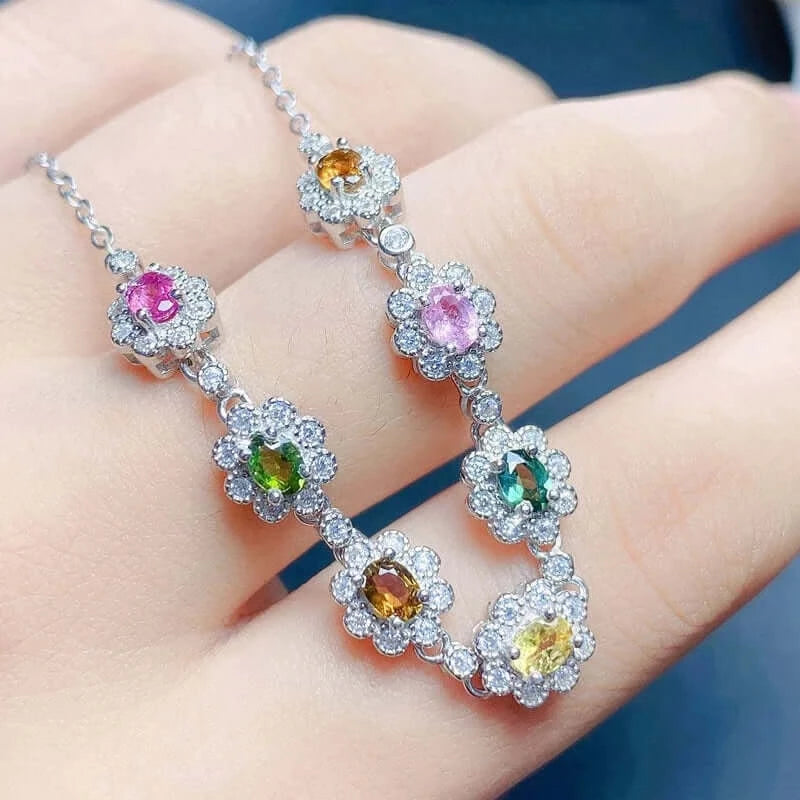 Multi-Color Tourmaline Gemstone Bracelet - October Birthstone Jewelry | FME B045 | Perfect Gift for Women, Birthday, Anniversary & Special Occasions