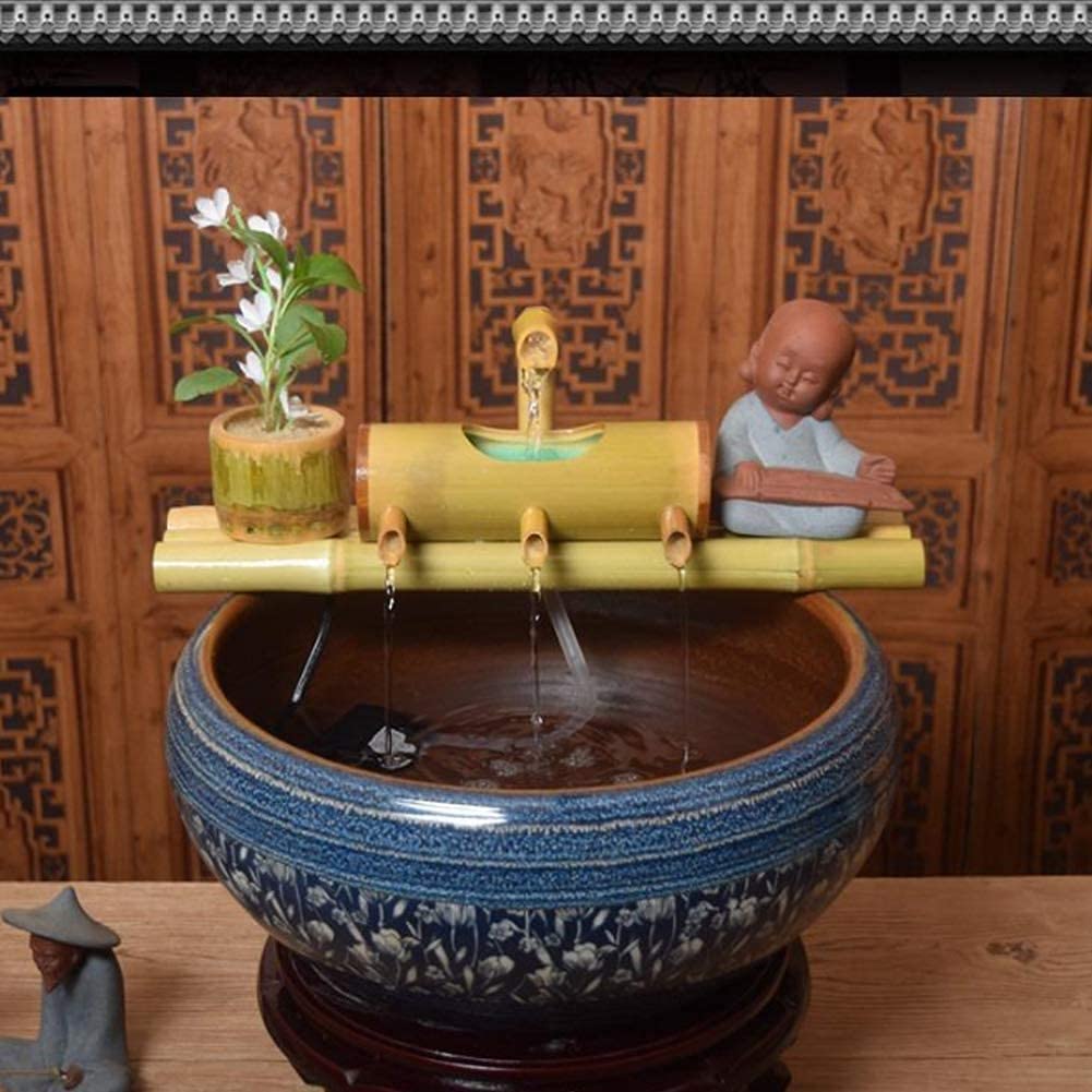 JYCCH 35cm Bamboo Water Garden Statue - Indoor/Outdoor Decorative Water Fountain with Natural Bamboo Design | Perfect for Zen Gardens, Patio Decor & Home Ornament Crafts