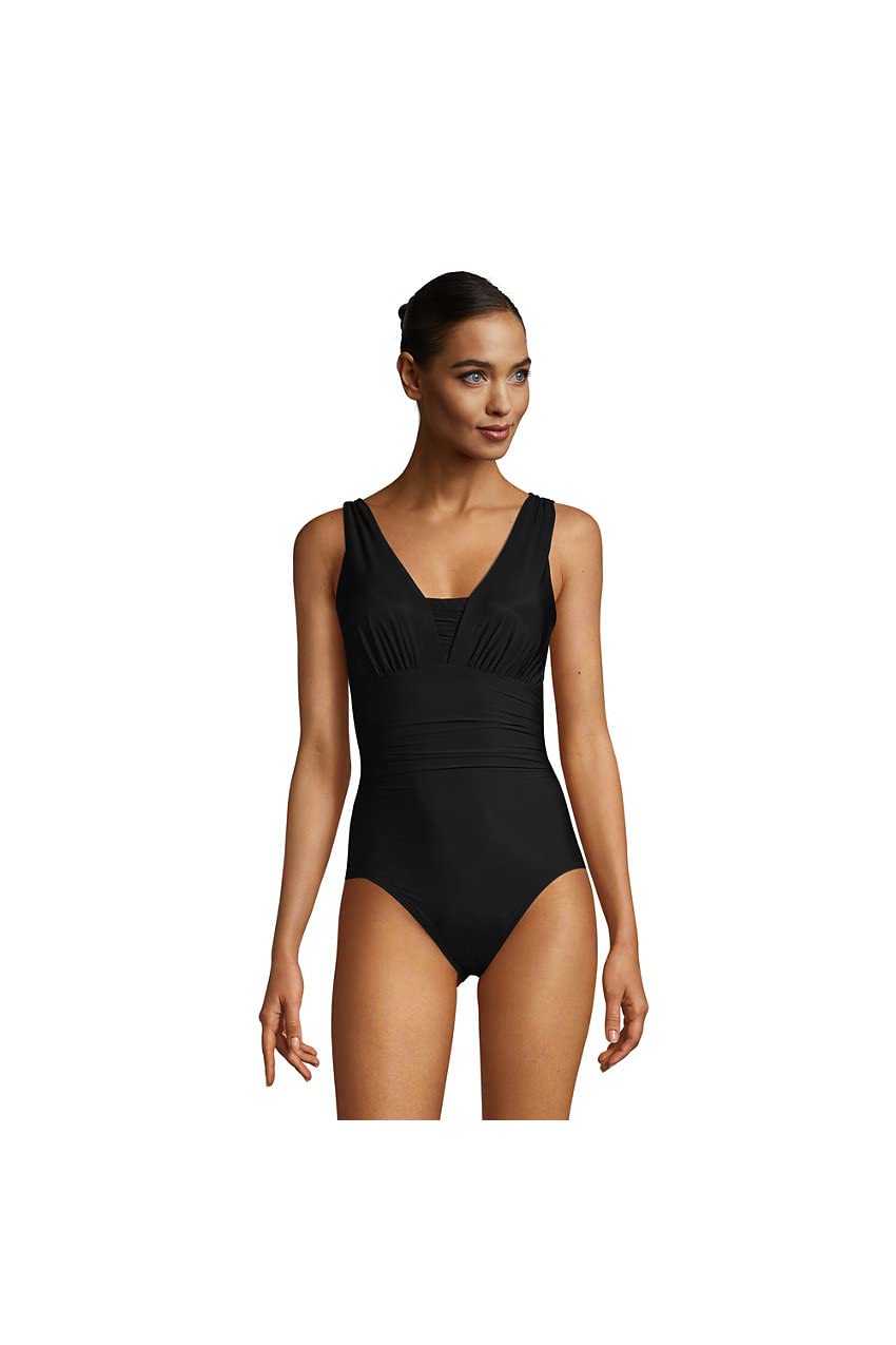 Lands' End Women's Tummy Control One Piece Swimsuit - Slimming Swimwear, Chlorine Resistant, Comfortable Bathing Suit for Beach, Pool & Vacation