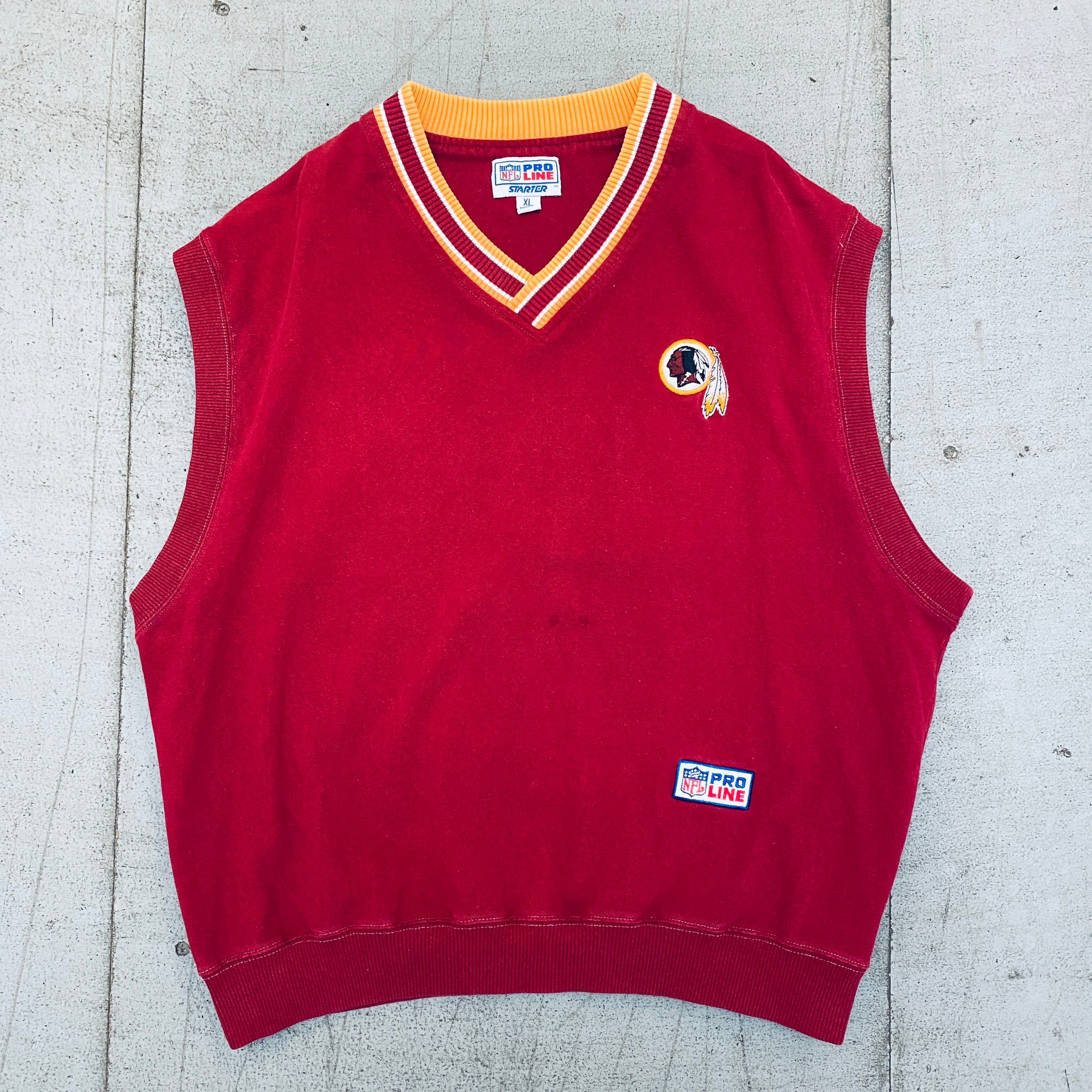 Vintage 1990s Washington Redskins Proline Starter Sweater Vest Size XL - NFL Football Fan Apparel & Collectible for Sports Memorabilia Enthusiasts
