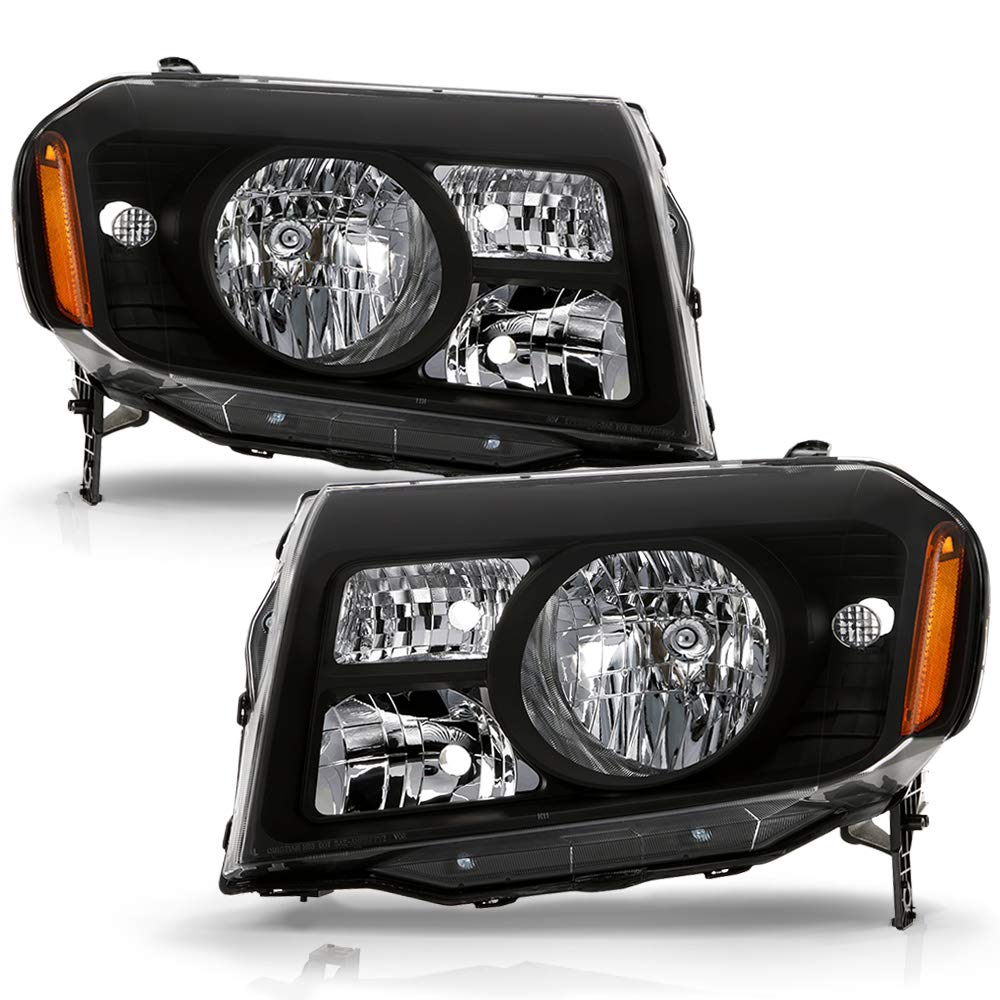 ACANII Replacement Headlights for 2009-2011 Honda Pilot - Black Aftermarket Headlamps Pair (Driver & Passenger Side) | Perfect for Night Driving & Vehicle Restoration Projects