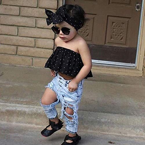 Adorable Toddler Baby Girl Summer Outfit Set - Cotton Tank Top & Denim Shorts 2-Piece Clothing | Perfect for Beach, Playdates & Family Outings