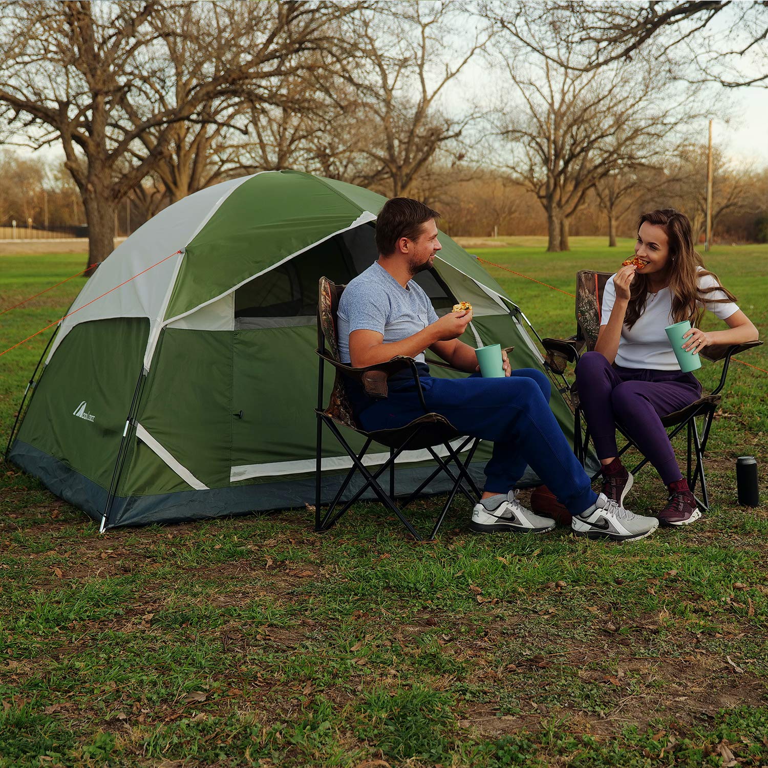 MOON LENCE 2/4 Person Camping Tent - Waterproof & Windproof Dome Tent for Backpacking, Hiking, Outdoor Adventures - Perfect for Family Camping Trips and Weekend Getaways