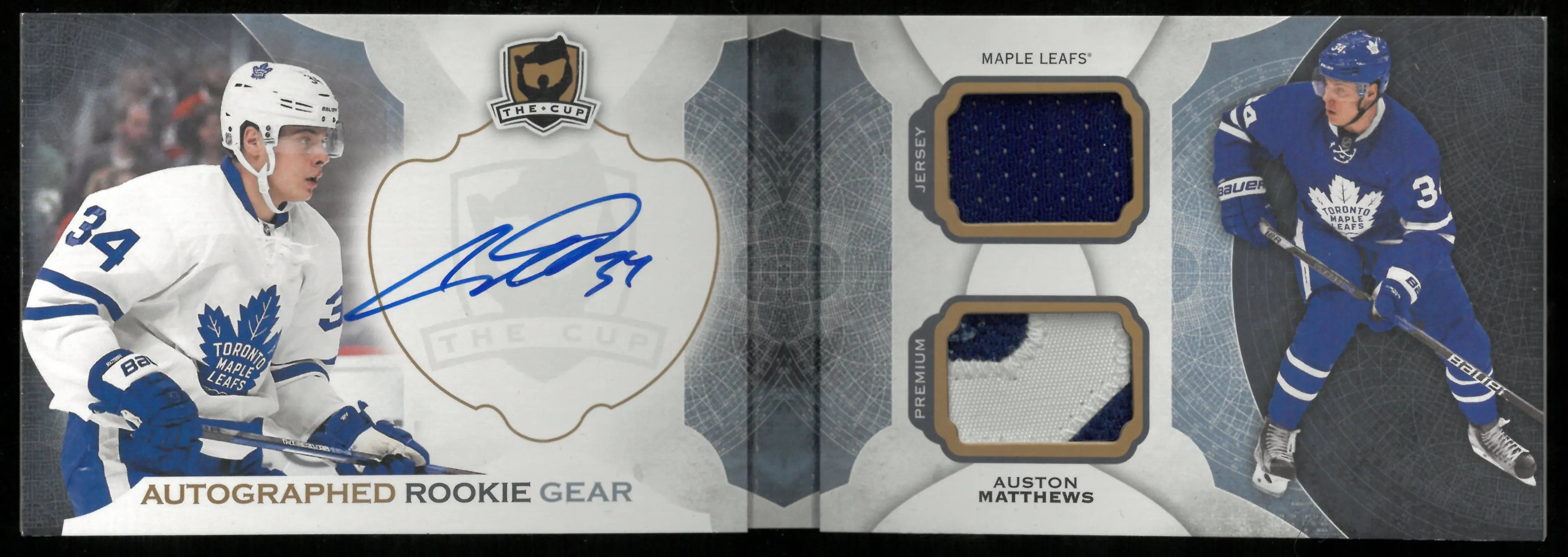 2016-17 UD The Cup Auston Matthews Rookie Gear Dual Patch Auto Booklet /24 - Rare Hockey Collectible for NHL Fans & Sports Memorabilia Collectors - Perfect for Display Cases, Man Caves, and Sports Collections