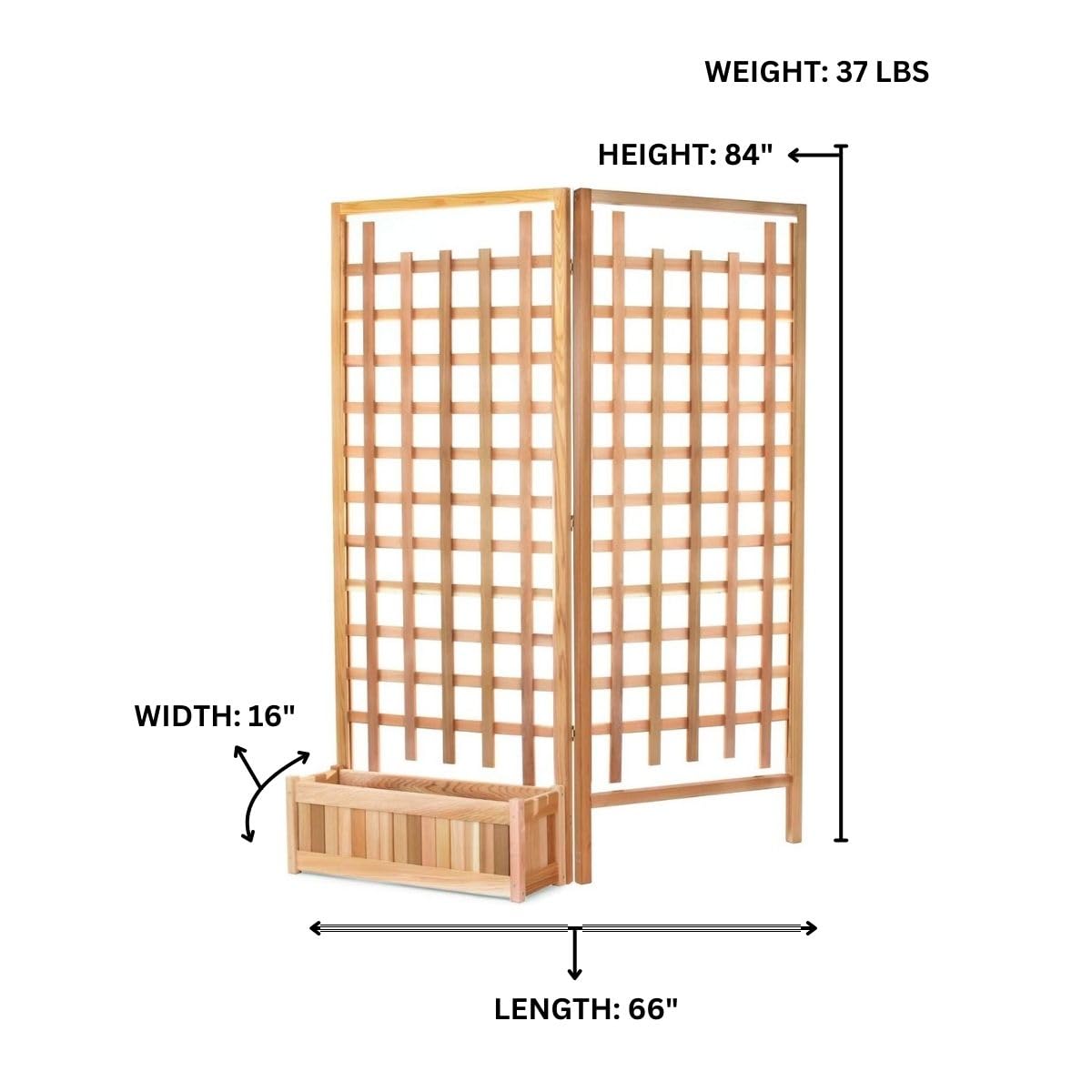All Things Cedar PL30-Set 3-Piece Planter Set with Trellis Screen | Handmade Western Red Cedar Planter Boxes & 2 Trellis Screens | Natural Untreated Cedar for Indoor & Outdoor Gardening | Perfect for Patio, Balcony & Garden Decor