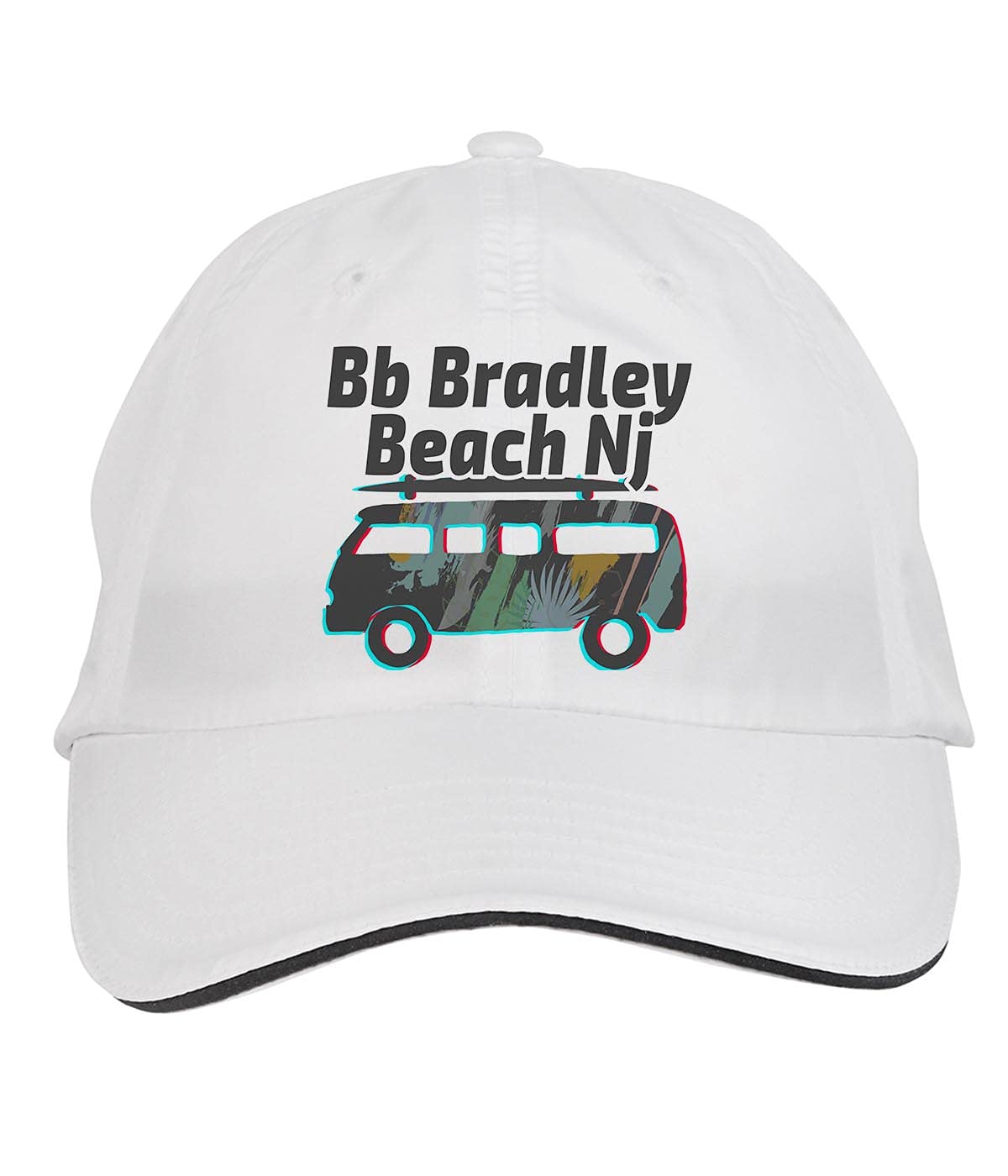 Makoroni Bb Bradley Beach NJ Surfing Adjustable Cap - White, Perfect for Beach Days, Surfing, and Outdoor Adventures