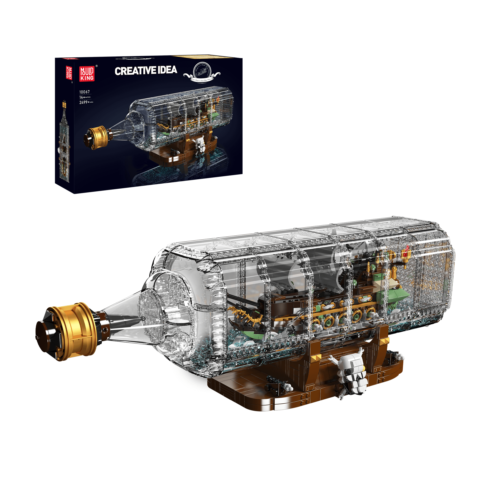 Mould King 10067 Flying Dutchman Ship in a Bottle Building Set - 2,499 Piece Pirate Ship Model Kit for Adults & Teens | Perfect for Home Decor, Collectors & DIY Enthusiasts