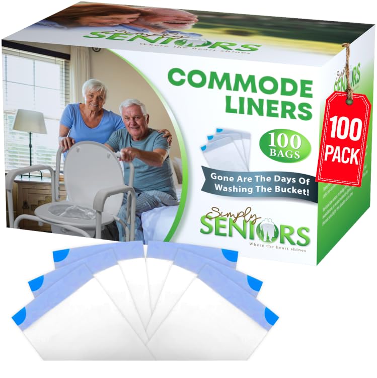 **Disposable Commode Liners - 100 Pack Heavy-Duty Portable Toilet Bags for Seniors & Disabled - No Absorbent Pad, Easy to Use Bedside Commode Liners - Eliminate Bucket Washing - Ideal for Home Care, Travel & Hospitals**