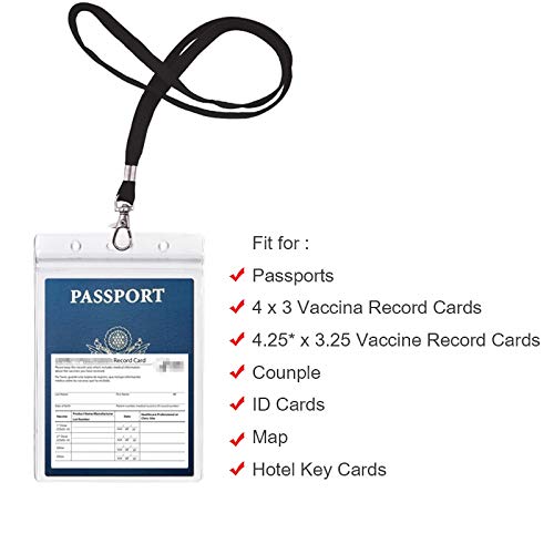 Passport & ID Badge Holder with Lanyard - 2 Pack Black for Cruise & Travel