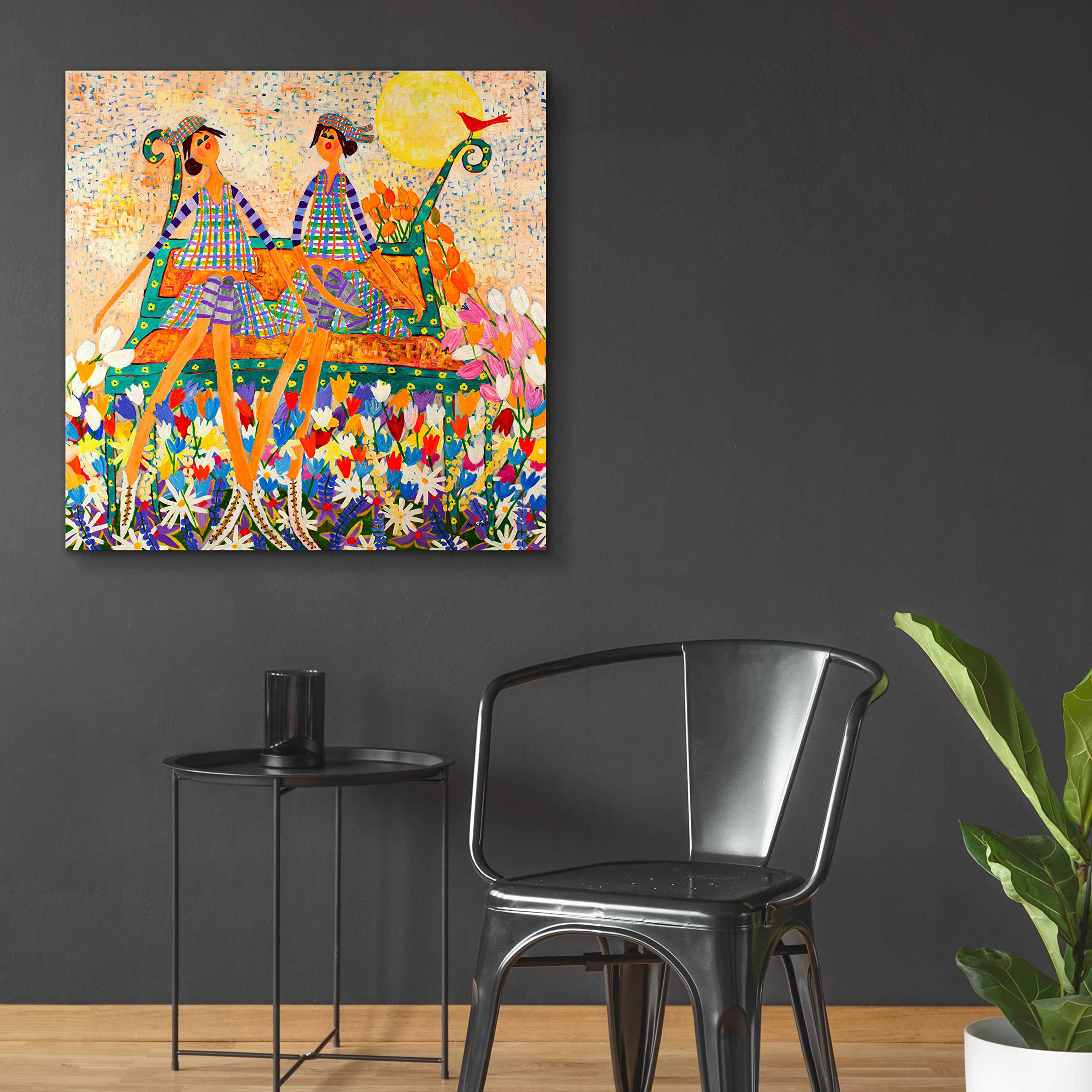 Epic Art 'The Cardinal' by Caroline Benchétrit - 36x36 Inch Acrylic Glass Wall Decor - Modern Home & Office Artwork - Perfect for Living Room, Bedroom or Gallery Wall Display