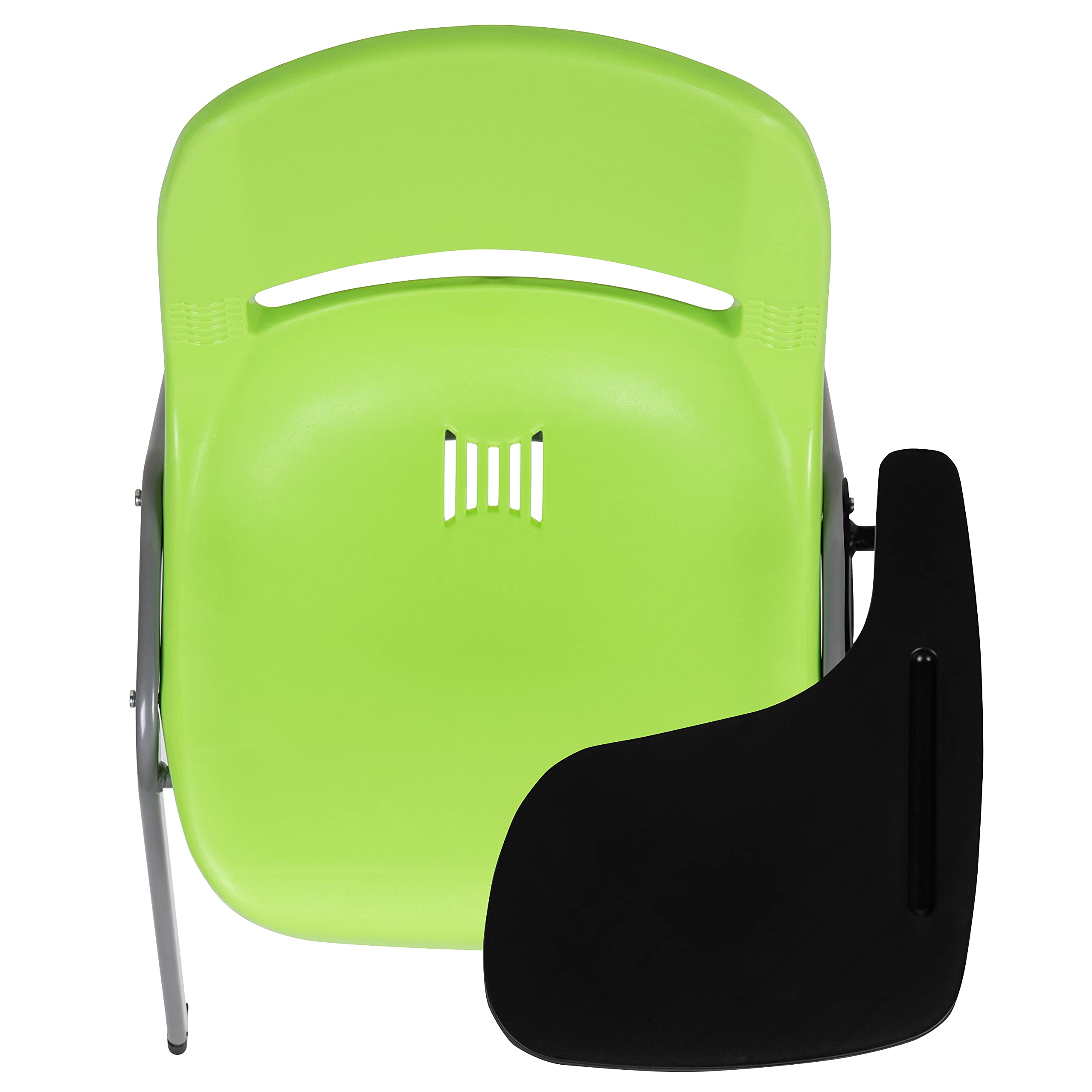 Ergonomic Green Shell Chair with Left-Handed Flip-Up Tablet Arm - Adjustable Office Desk Chair for Home & Work - Perfect for Studying, Gaming, and Remote Work