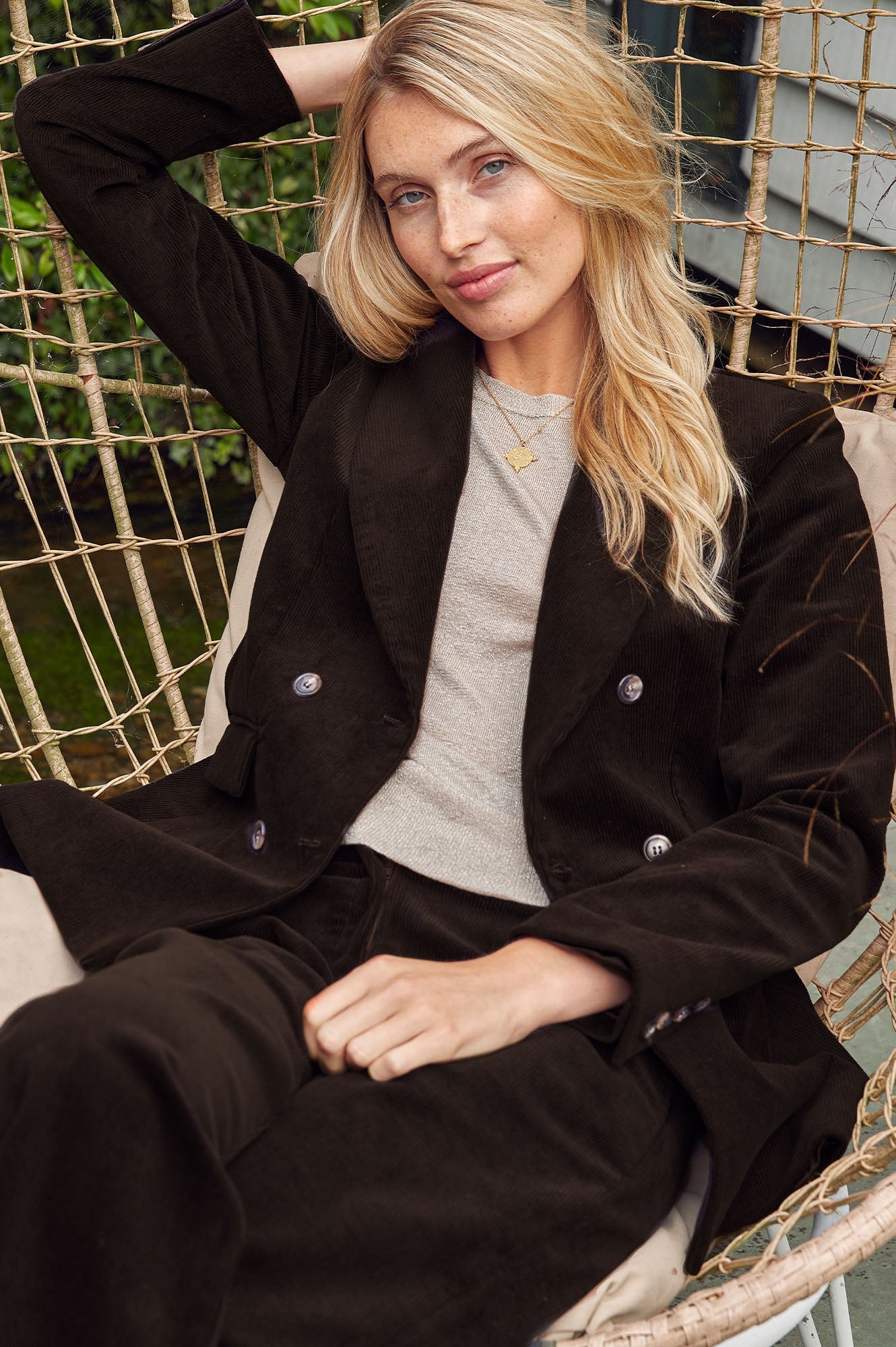 Theresa Stretch Corduroy Blazer for Women | Chocolate Brown | Comfortable & Stylish Jacket for Office Wear, Business Casual & Fall Outfits