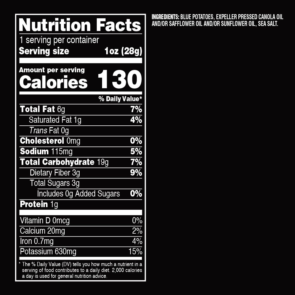 Terra Vegetable Chips, Blues Chips with Sea Salt, 1 Oz (Pack of 24) | Healthy Snacks for Parties, Office & On-the-Go | Gluten-Free & Vegan Friendly