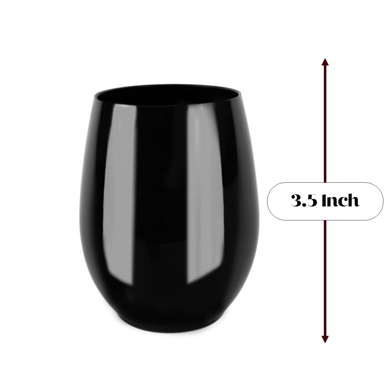 6 Pack Black Stemless Plastic Wine Glasses - Shatterproof & Reusable for Outdoor Parties, Picnics, and Poolside Drinks