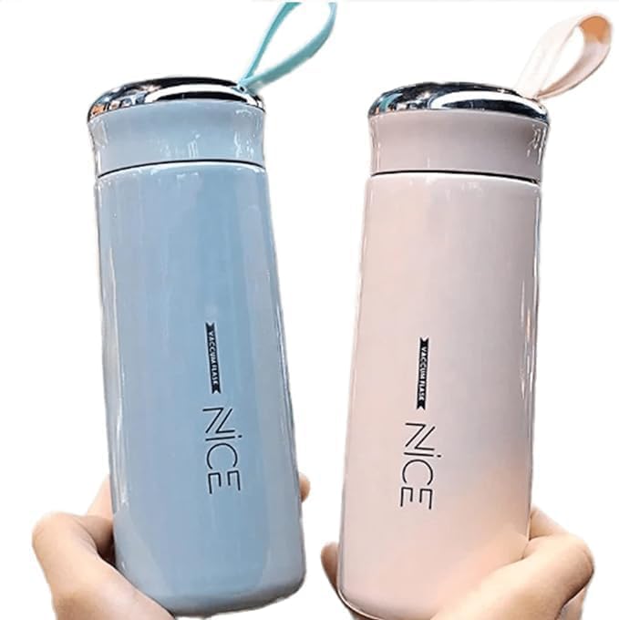 WONDERCHOICE Vacuum Flask - 400ml Glass Water Bottle for Hot & Cold Drinks | School, Office, Travel