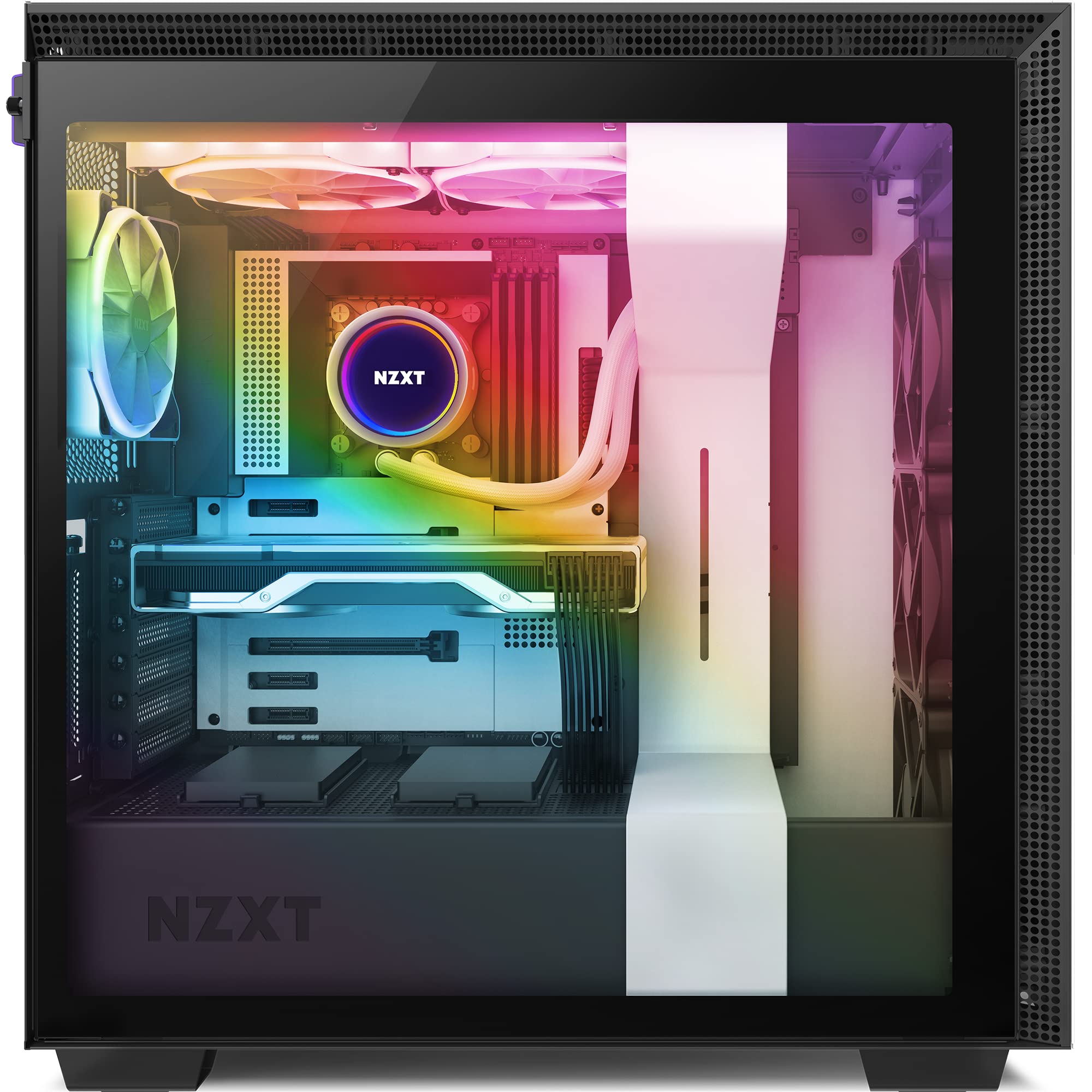 NZXT Kraken X63 RGB 280mm AIO Liquid CPU Cooler - Infinity Mirror Design with RGB Lighting - Includes 2 Aer RGB V2 140mm Fans - White - Perfect for Gaming PCs and High-Performance Workstations