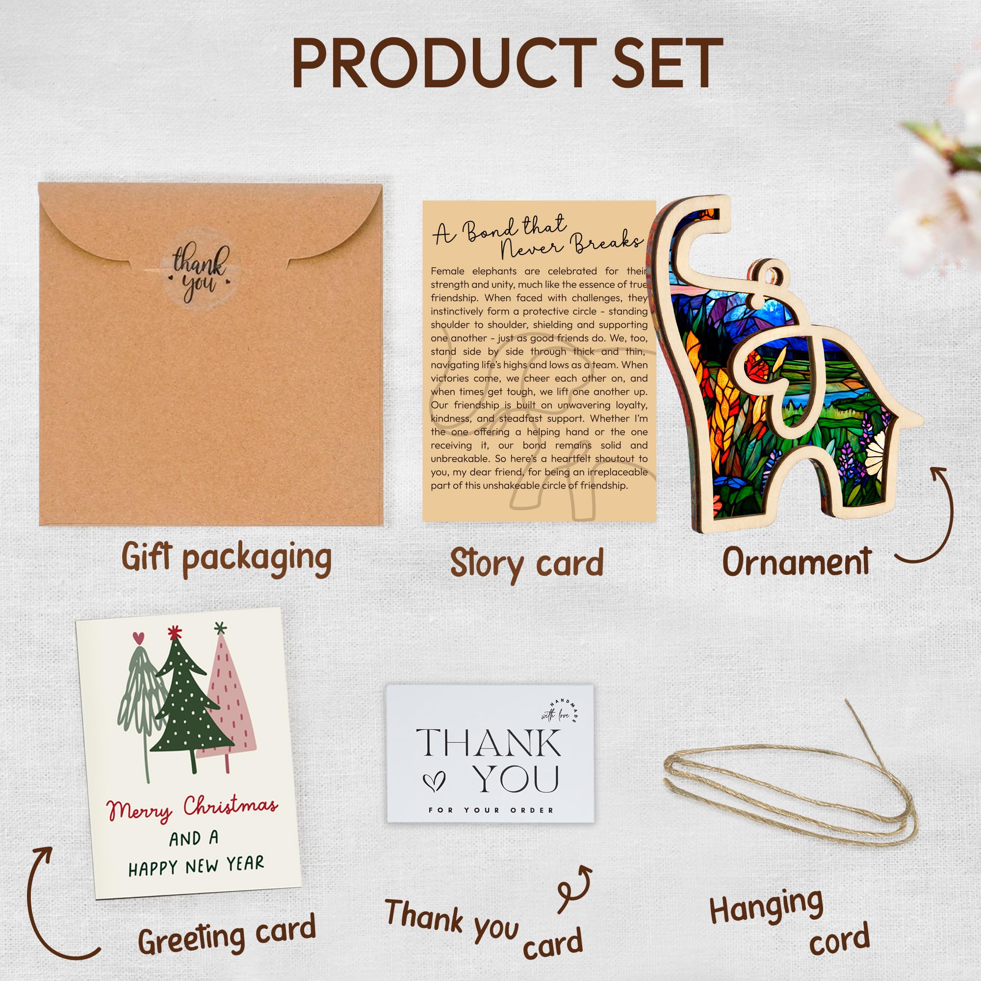 Friendship Elephant Easter Ornament with Story Card - Sisterhood Gifts for Women, Best Friend & Sister Easter Basket Stuffers - Unique Bond Decor & Suncatcher - Perfect for Easter Celebrations, Friendship Day & Home Decor