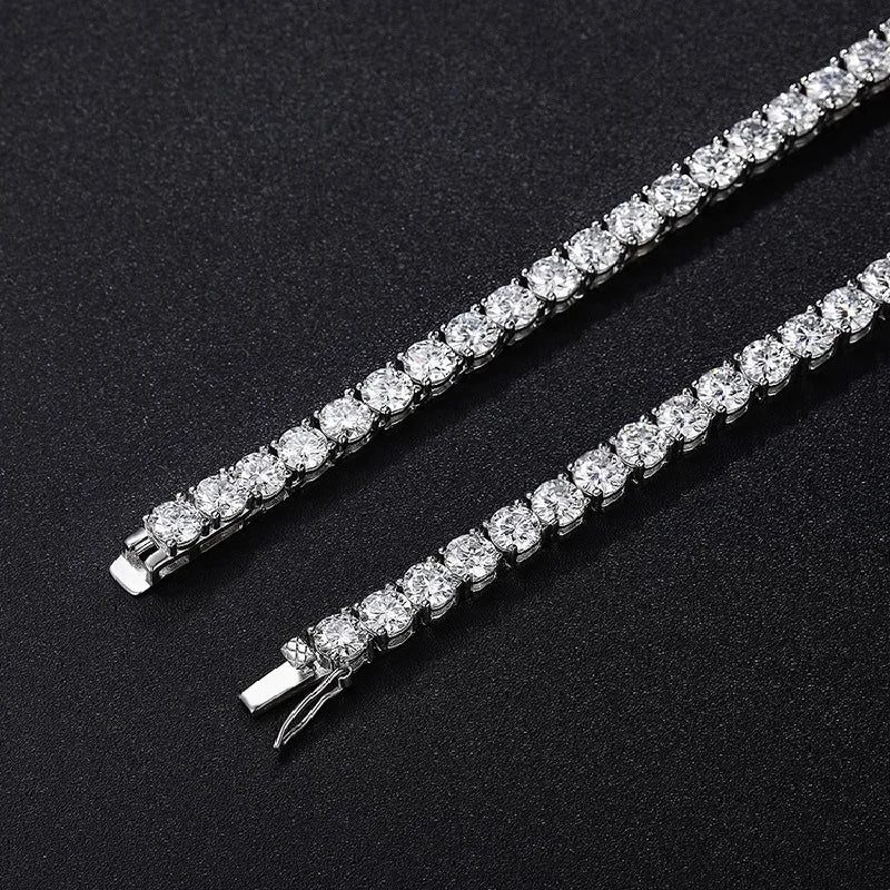 Luxury Moissanite Tennis Necklace - S925 Sterling Silver, GRA Certified, Unisex Hip Hop Chain, Fine Jewelry Gift for Women & Men - Perfect for Weddings, Anniversaries & Special Occasions