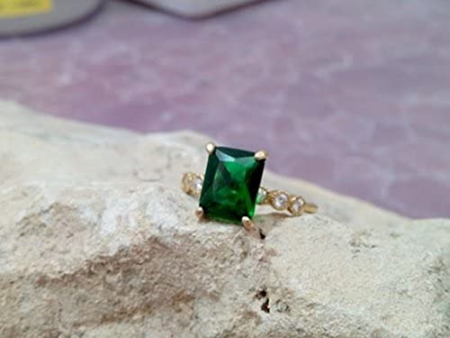 Emerald Statement Ring - May Birthstone Rectangle Gold Ring for Engagement, Bridal Gift & Wedding Jewelry | Perfect for Proposals, Anniversaries & Special Occasions