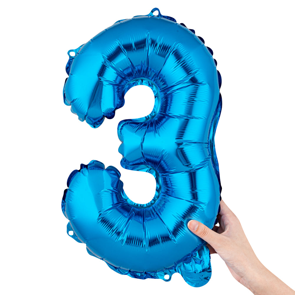 Balloonify Blue Mylar Number 3 Balloon - 16 Inch - 1 Count Box - Perfect for Birthday Parties, Baby Showers & Anniversary Celebrations