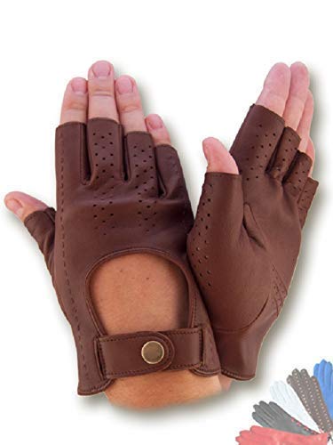 Women's Fingerless Leather Gloves for Driving & Motorcycle Riding - Handmade Unlined Half Finger Gloves - Perfect for Biking, Cycling, and Outdoor Activities