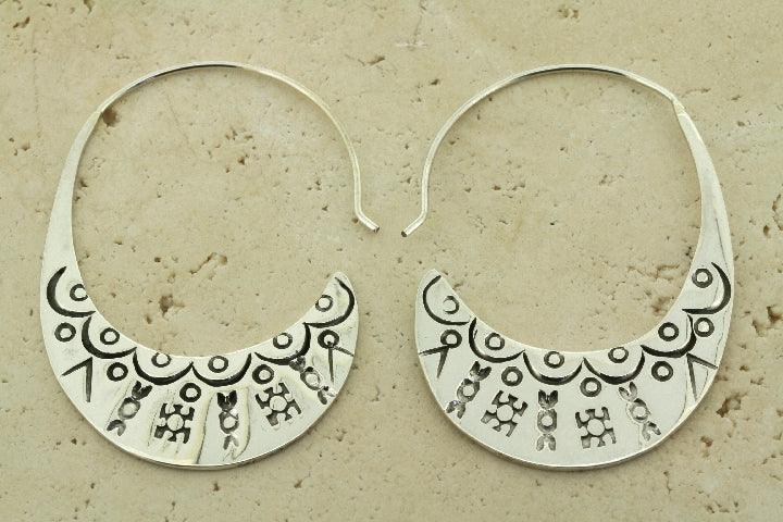 Aztec Hoop Earrings for Women - Sterling Silver Tribal Jewelry - Perfect for Boho, Festival & Everyday Wear