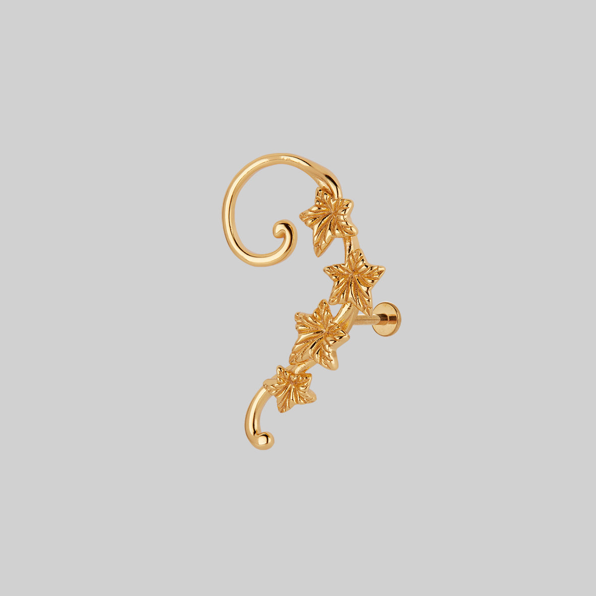 THORA Gold Climbing Ivy Ear Studs - Elegant Botanical Jewelry for Women, Perfect for Everyday Wear, Parties & Special Occasions