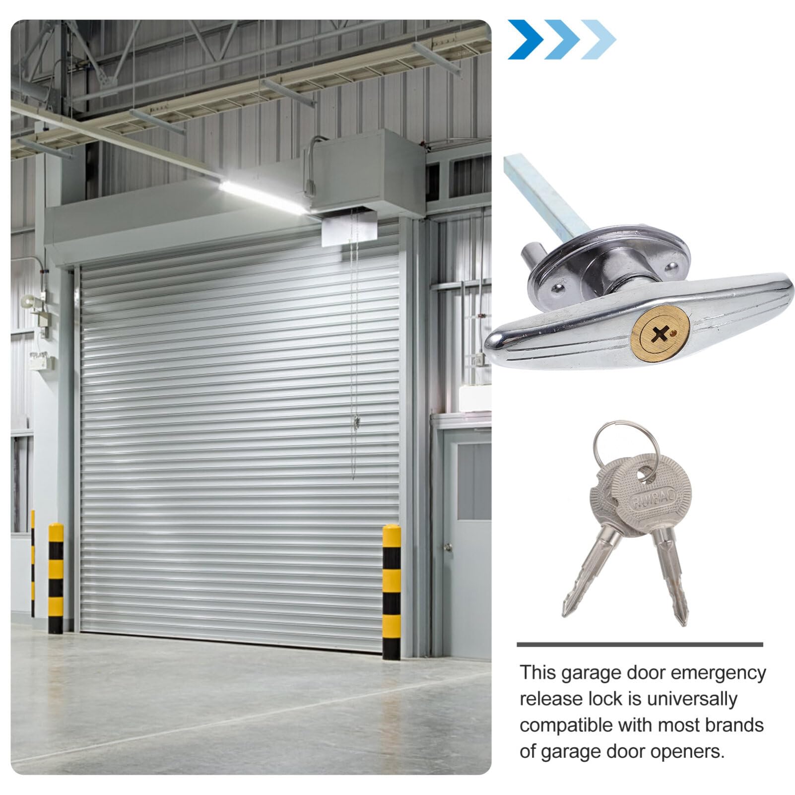 Garage Door T-Handle Lock Replacement Kit with Key - Heavy Duty Flap Door Lock for Sheds, Barns & Storage Units | Secure Outdoor Door Hardware for Home & Commercial Use