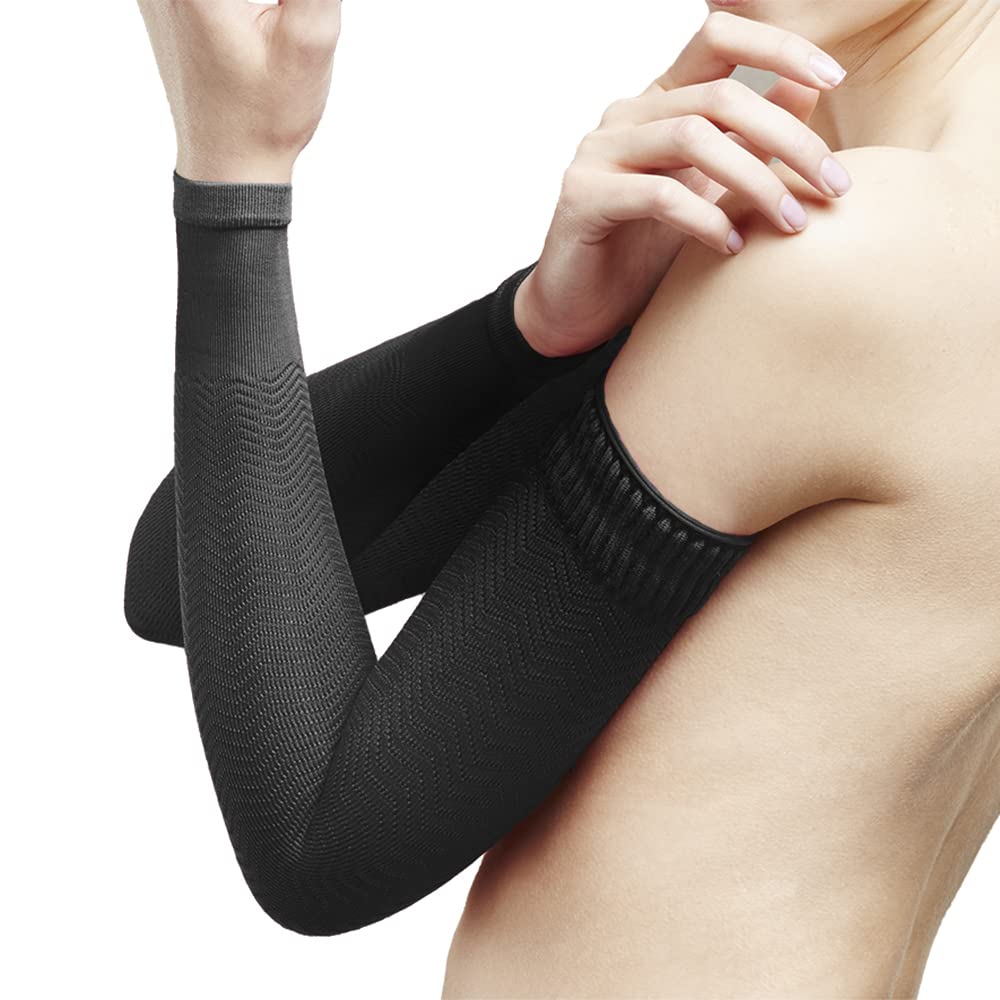 Solidea Active Massage™ Arm Bands for Women & Men - Small Size, Black - Compression Sleeves for Workout, Running & Muscle Recovery