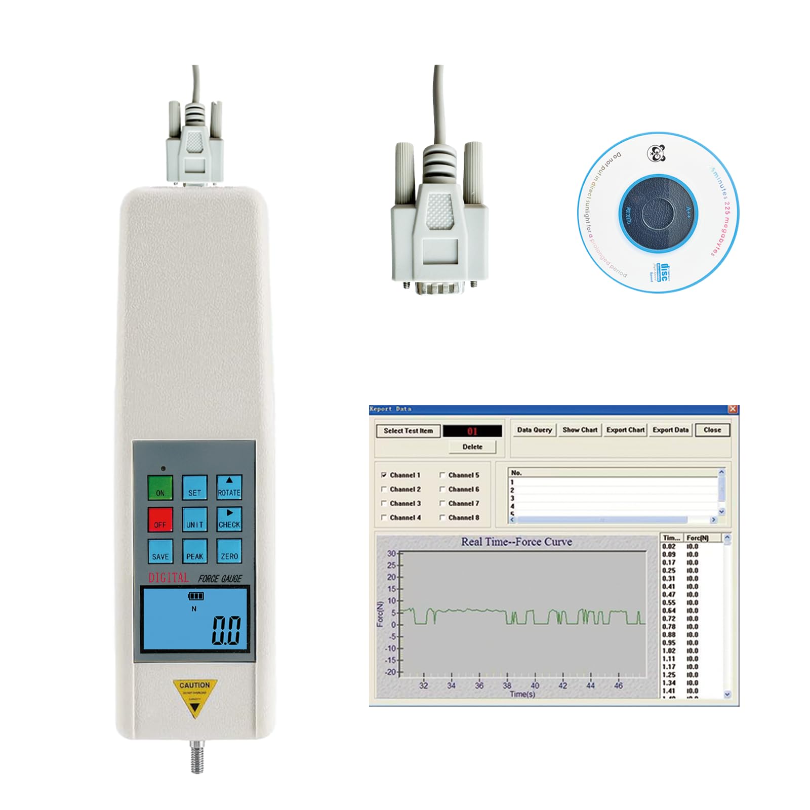 HF-5 Digital Push Pull Gauge Force Tester 5N Capacity with LCD Display - Perfect for Quality Control, Mechanical Testing & Laboratory Measurements