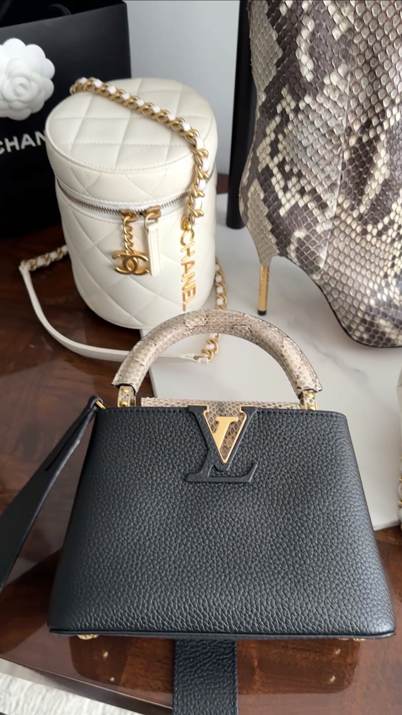 Chanel White Quilted Leather Side Note Vanity Bag - Luxury Crossbody Bag for Women, Perfect for Evening Parties & Date Nights