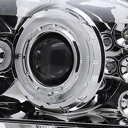 Spec-D Tuning 2LHP-F25099-TM LED Projector Headlights with Halo Rings - Chrome Clear Lens for Ford F250 & F350 Super Duty Trucks - Upgrade Your Night Driving & Off-Road Visibility